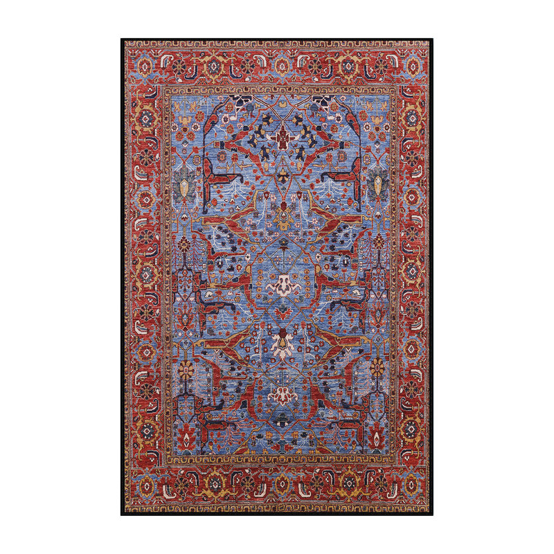 Tapis oriental rouge / bleu / beige Harbine, Rectangle 5 pi x 7 pi