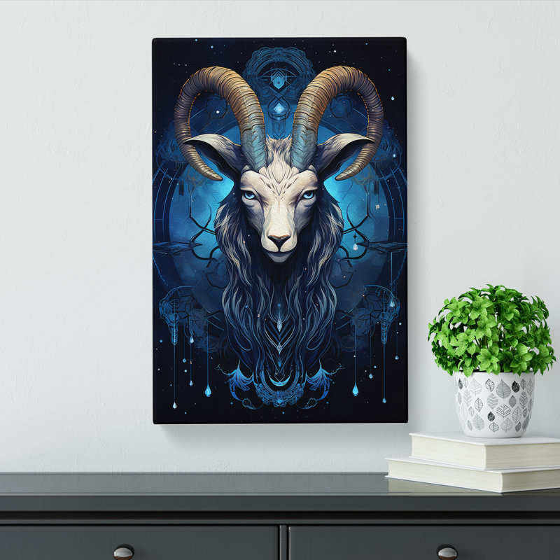 Capricorn Zodiac Geometric - No Frame Print, 50cm H x 35cm W x 3cm D