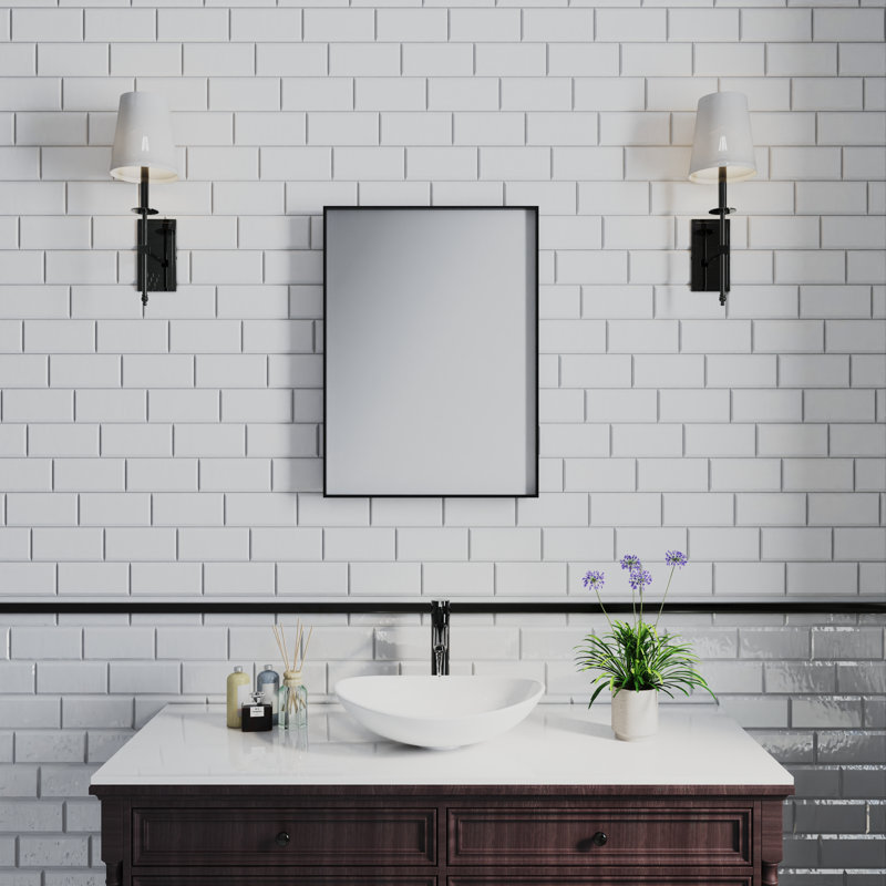 Miroir mural Earsell, 22 po x 30 po, Noir