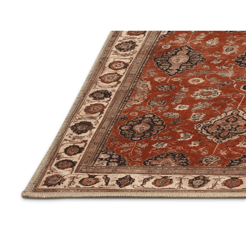 Machine Washable Persian Brown Area Rug, Round 6'