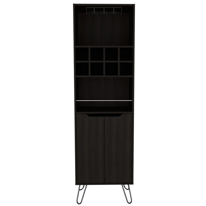 Wine Bottle & Glass Rack Black