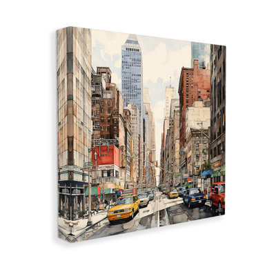 «Bustling Urban Street», art mural sur toile par Rb