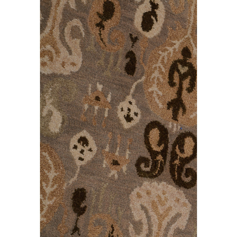 Tapis décoratif en laine Touffetée à la main à motif cachemire Acaia, Carré 1 pi 6 po