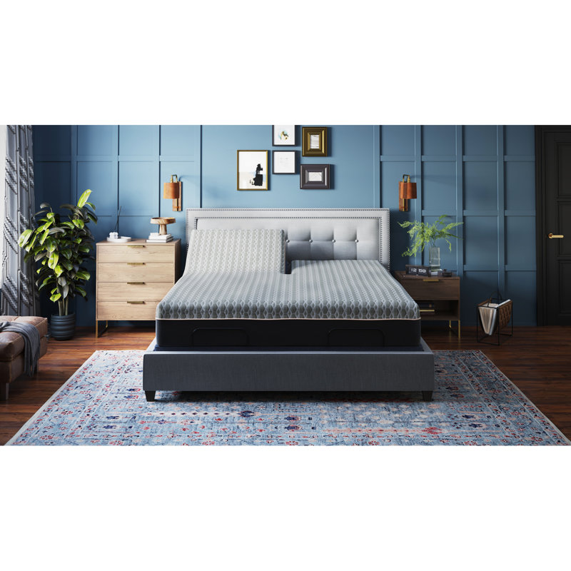 Base de lit très grand réglable Bt3000 avec modification de la position de la tête et des pieds, télécommande sans fil, 2 chargeurs, connexion, 3 positions préréglées, fonction de massage, éclairage à DEL, boîte à piles, 31 pieds Flex &