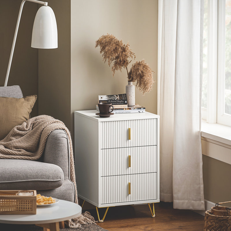 Saturmino 40cm W Manufactured Wood Bedside Table, White