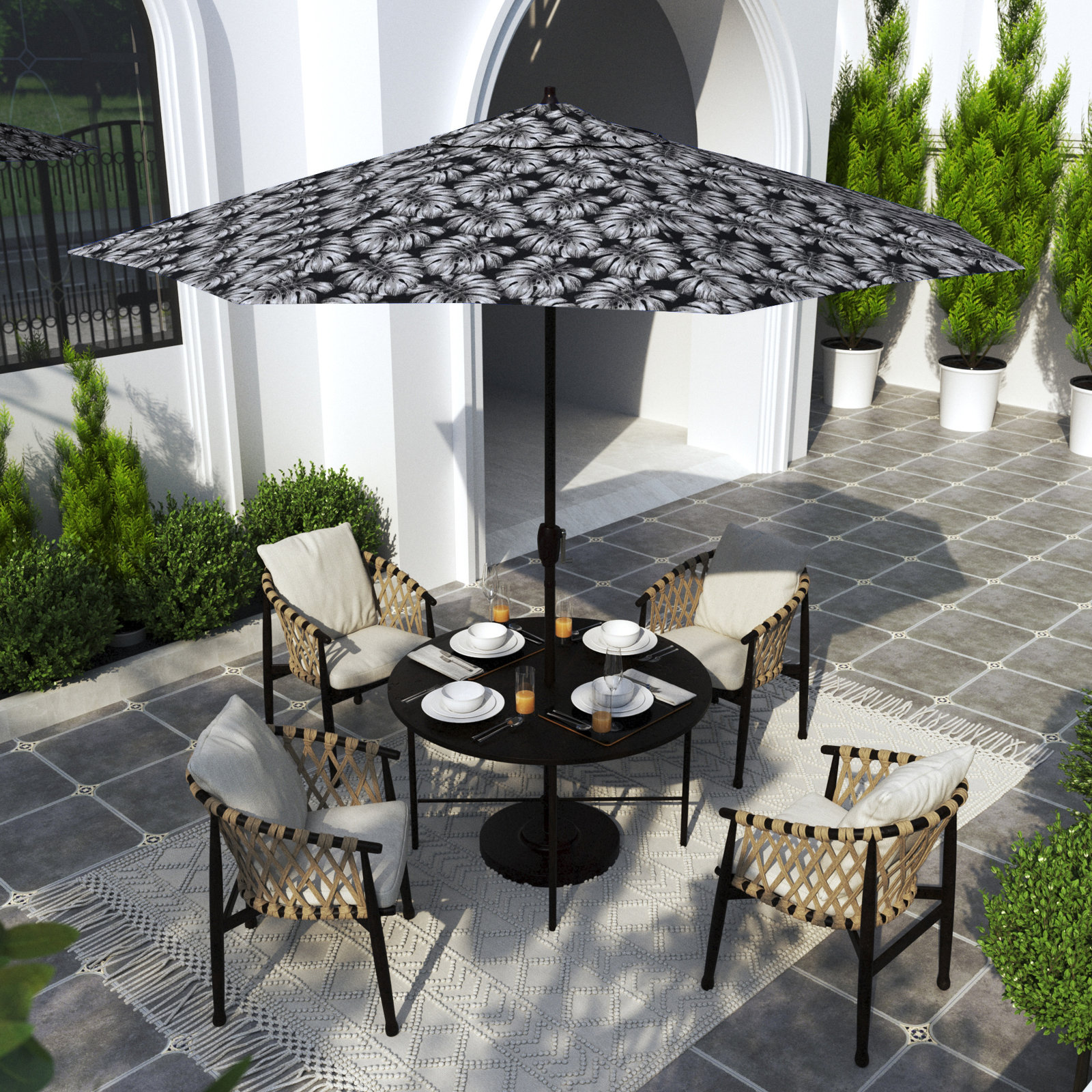 Astraea 108'' Outdoor Umbrella, Palm Graphite - Pacifica Premium