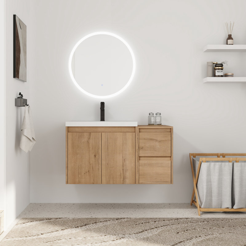  Meuble-lavabo mural avec plateau en résine Vowar, 36"