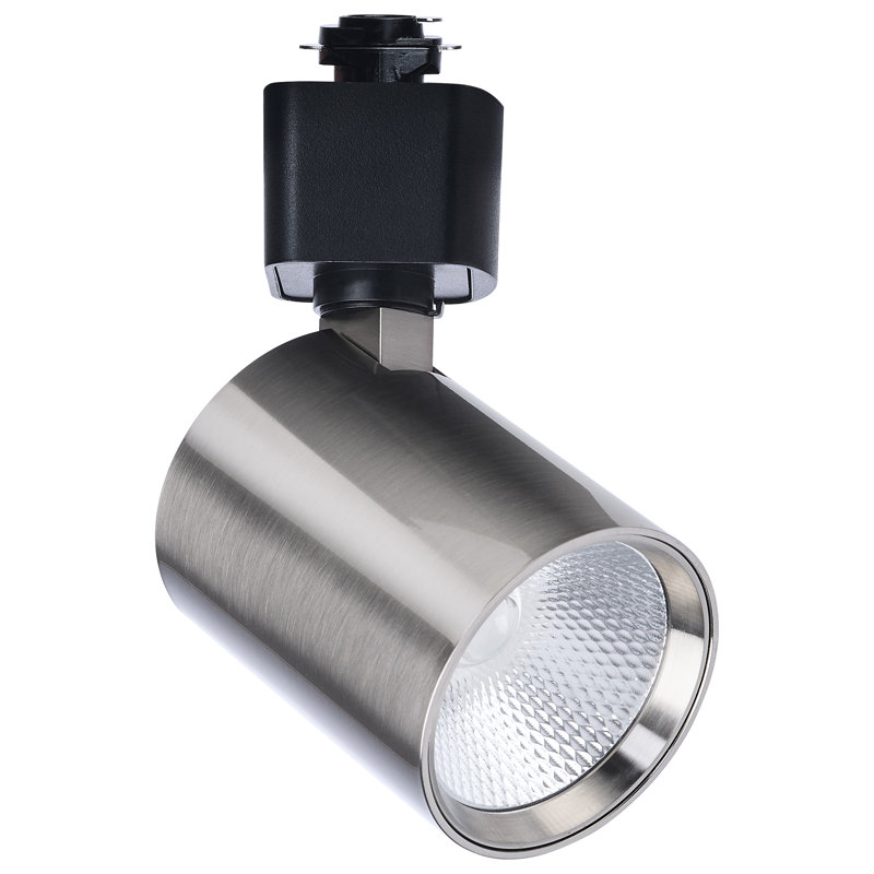 8 Watt LED Track Head 2700K/3000K/3500K/4000K/5000K CCT Selectable Dim to Warm H Style 48 Degree Beam Angle 120 Volt Brushed Nickel Round