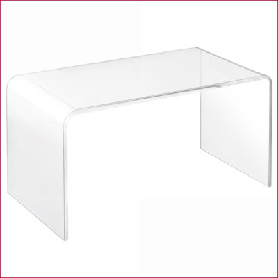 32” Transparent Acrylic Coffee Table, Minimalist Waterfall Design – Space-Saving &amp; Nearly Unbreakable for Living Room