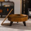 Table basse ronde 31,5 po - Rangement - Naturel-129581524-129691296
