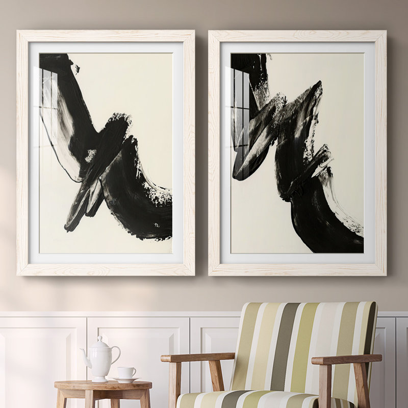 «Black Expression I», impression sur toile 2 pièces «Black Expression I», Blanc, H 27,5 po x l 75 po x P 1,5 po