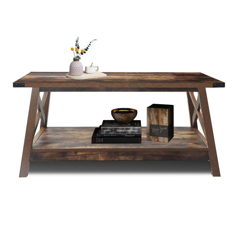 Braydi Single Coffee Table, Rustic Wood