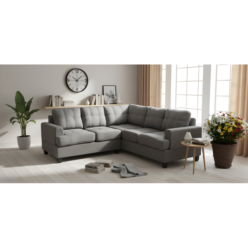 Canapé modulaire Hobart, Microfibre / microsuède gris