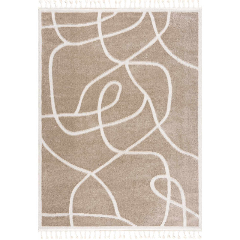 Tomaso Abstract Machine Woven Polypropylene Area Rug in Brown, Rectangle 2' x 3'