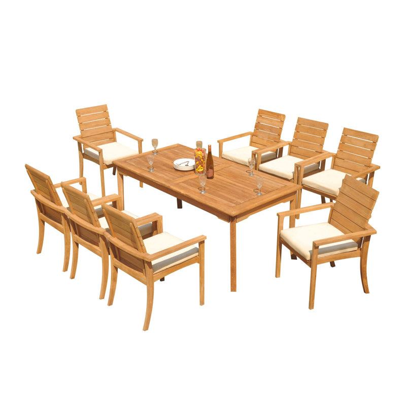 Algrave 8 - Person Teak Wood Patio Dining Set with