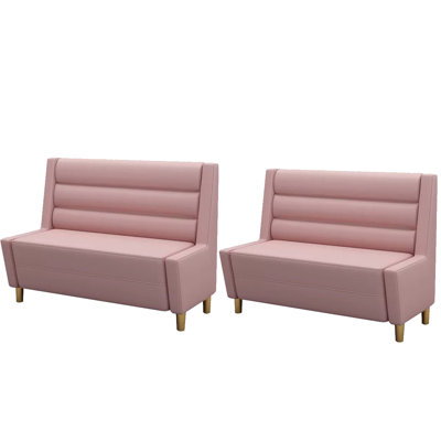Pink Faux Leather Upholstered Bench Set Of 2 Faux Leather Upholstered Bench