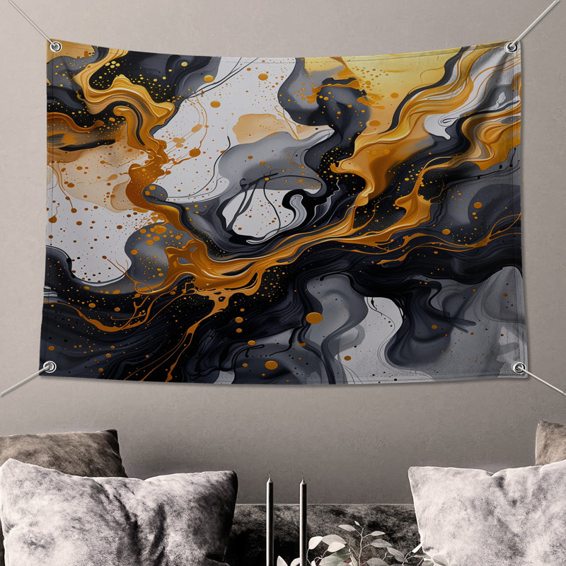 Tapisserie murale abstraite - art mural, 68in H x80in W with 4 Grommets