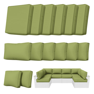 Ensemble de coussins de siège / dossier de remplacement pour l'extérieur de 5 po (ensemble de 6 coussins, 6 dossiers, 2 coussins d'angle) - Ensemble de coussins seulement
