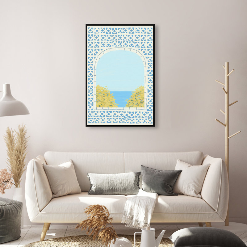 Mediterranean Window II Print by Oliver Gal, 16"H x 11"W, Black Floater Frame