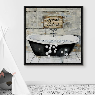 " Vintage Bathroom Decor Splish-Splash Bathtub Illustration " Print