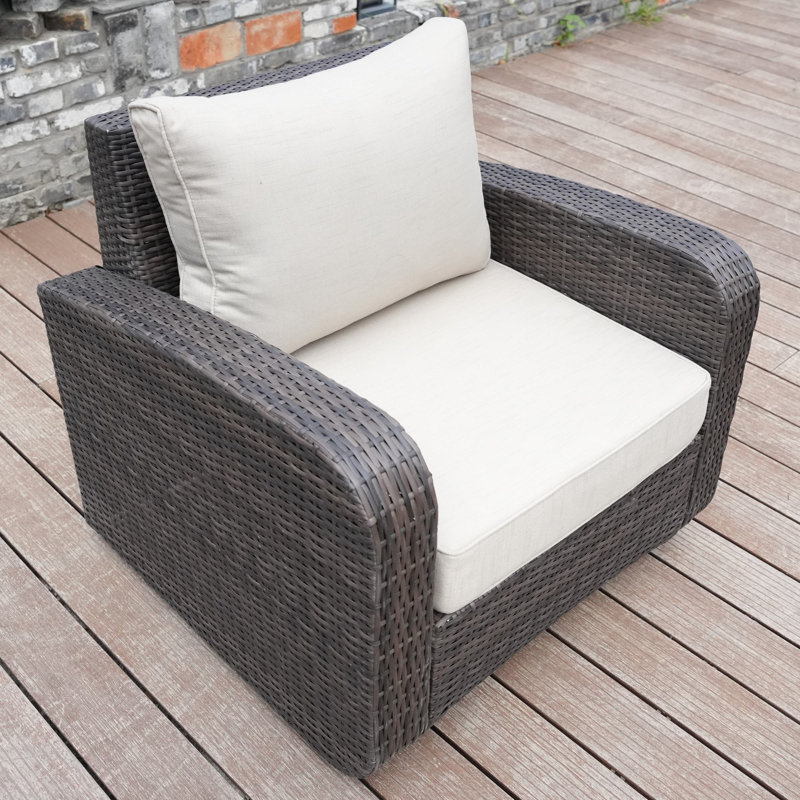 6 - Person Wicker Patio Dining Set with Rectangular Table , Cushions Included