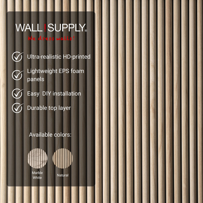 Natural 3D Textured Wall Panel Set, 19.69" x 45.67"