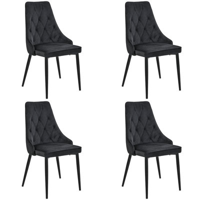 Garrettsville 46cm H Tufted Velvet Upholstered Upholstered Back Side Chair in Black