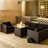 Heiser 30" H x 30" W Outdoor Propane fire pit table with Glass Wind Shield and Hideaway Fuel Tank Seat