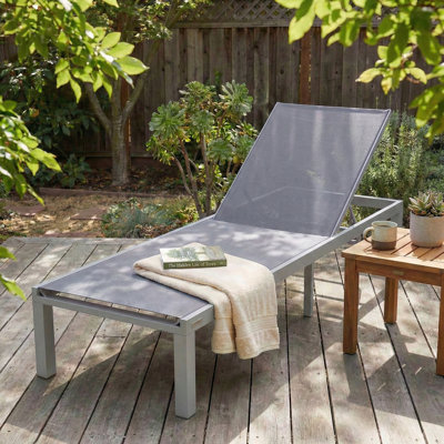 Marlin Modern Aluminum Outdoor Reclining Chaise Lounge - Weather-Resistant Sling Patio Chair for Poolside & Sunbathing