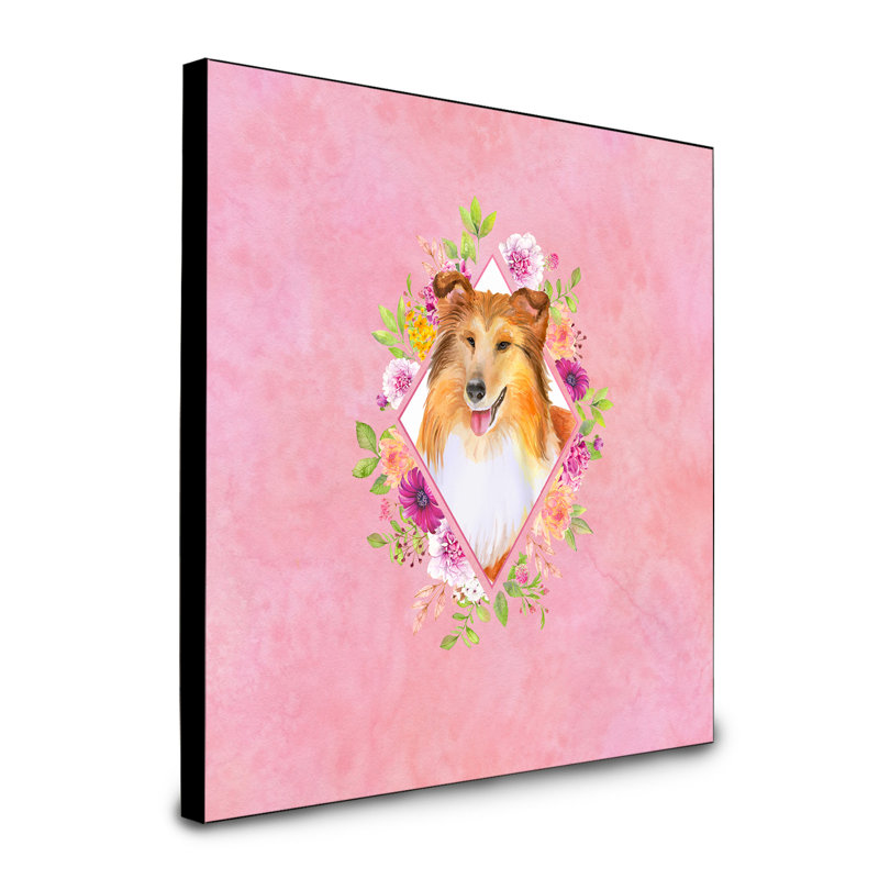 Panneau mural Dollman Flowers, Rose, Sheltie / berger des Shetland