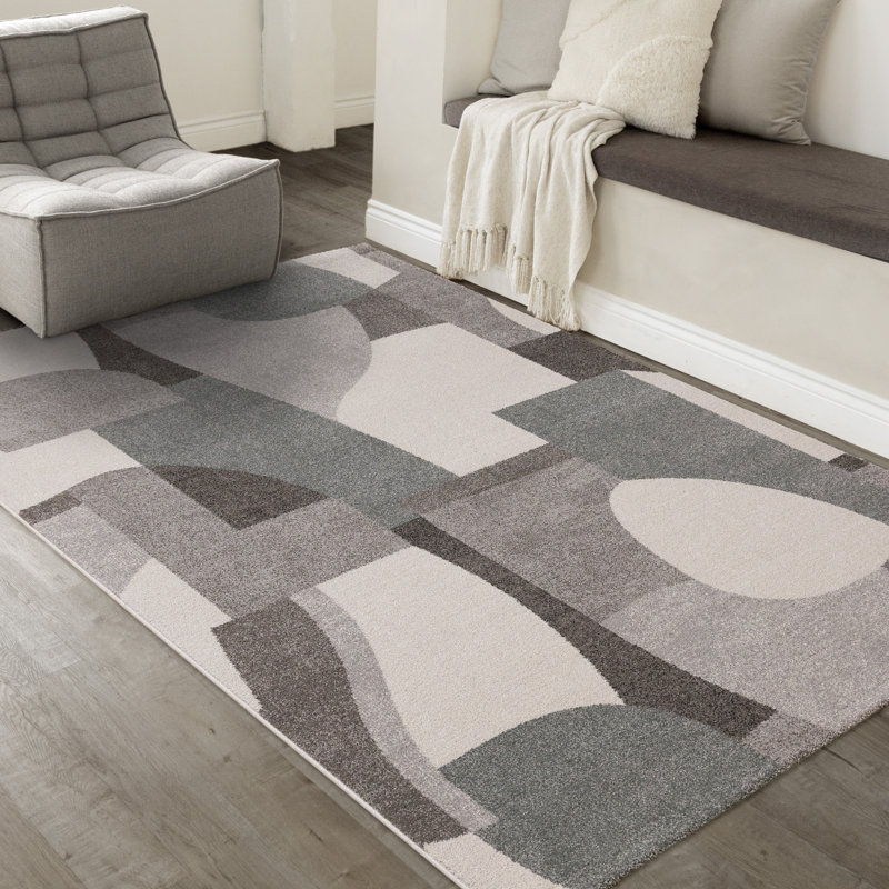 Tapis gris ivoire Smokey, Rectangle 5 pi 3 po x 7 pi 7 po