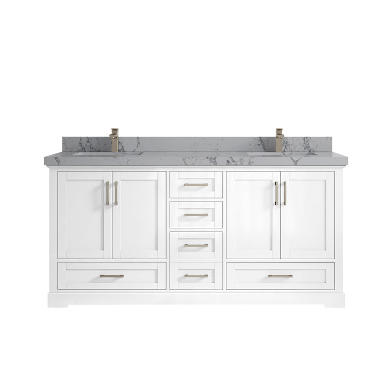 Ensemble de meuble-lavabo double 72 po Esin, Quartz Venatino