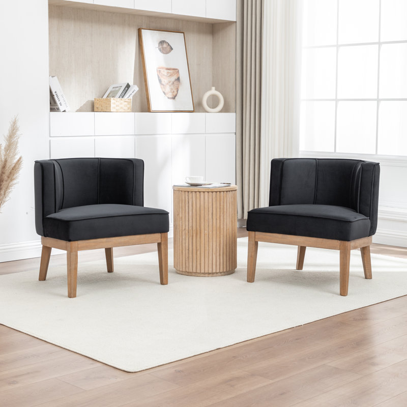Fauteuil demi-tonneau Karoll, Velours noir, 2