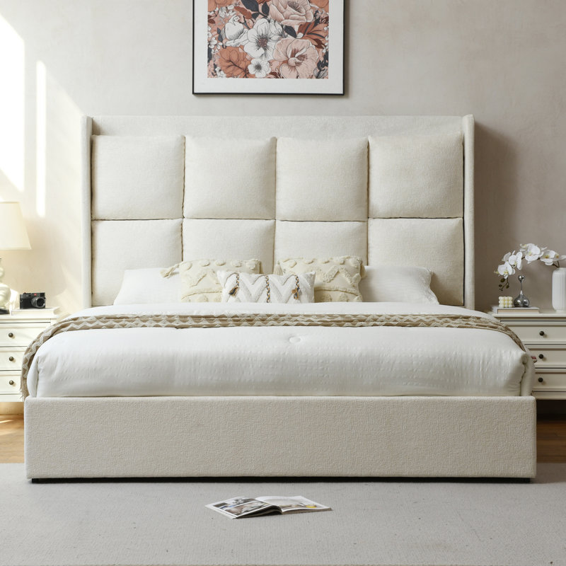 Palomares Upholstered Platform Bed With Extra High Headboard And 2 Extra Large Capacity Drawers