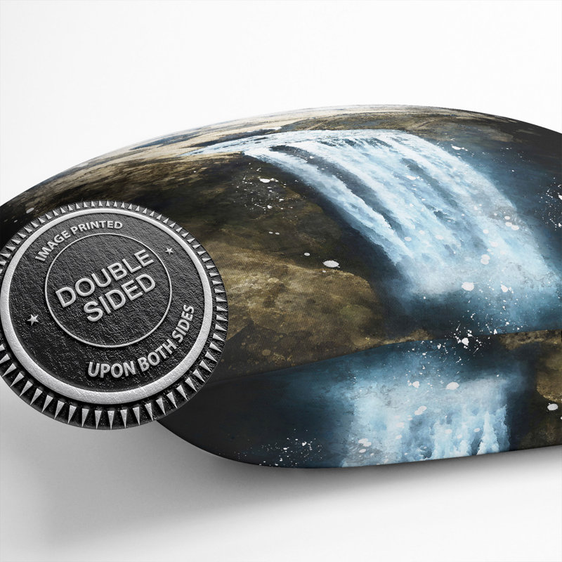 Skogafoss Waterfall Iceland Cushion with Filling, 55cm H x 55cm W x 20cm D