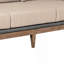 Canapé d'extérieur Orbit en bois d'eucalyptus vieilli avec corde grise et coussins en oléfine taupe
