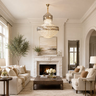 15-Light Dimmable Tiered K9 Crystal Chandelier