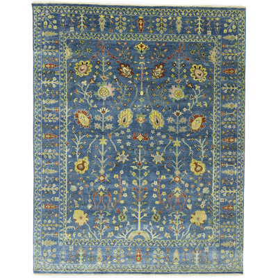 Blue Floral Traditional 3X8 Handmade Oushak Chobi Oriental Runner Rug