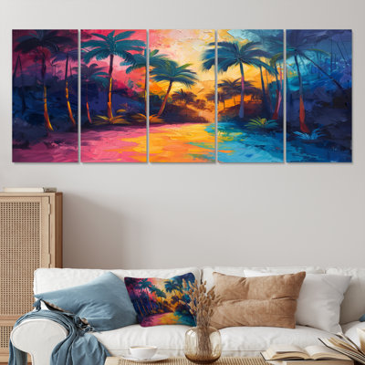 Green Yellow Palm Trees Tropical Oasis I - Palms & Palm Trees Wall Art Set
