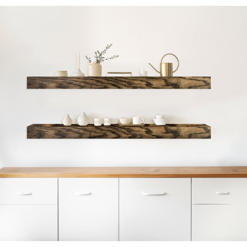 Emerald Lee 2 Piece Oak Floating Shelf, 4" H x 49" W x 4" D