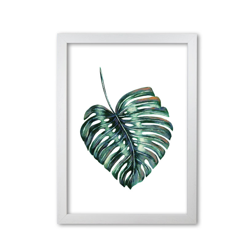 Monstera Leaf Full - Print, White Grain Frame, 30 cm H x 21 cm W x 5 cm D