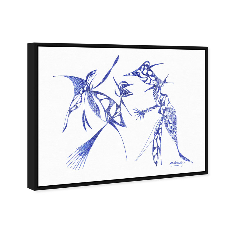 Manuel Roman - Dueling Herons Print by Oliver Gal, 31"H x 37"W, Black Floater Frame