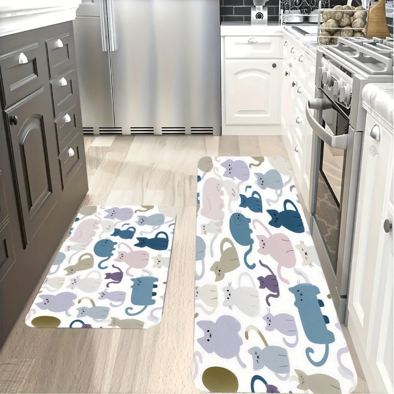 Ensemble de 2 tapis de cuisine pastel