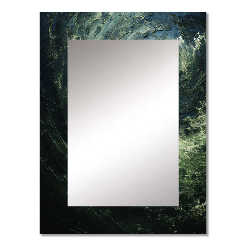 «Green» et «Green», spirales abstraites - miroir mural décoratif abstrait, 32 po x 24 po
