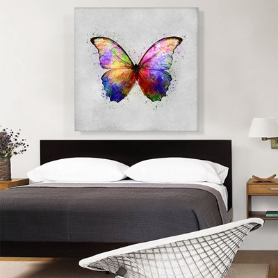 Rainbow Colorful Butterfly Wings Insect - Reproduction d'art graphique sur toile tendue