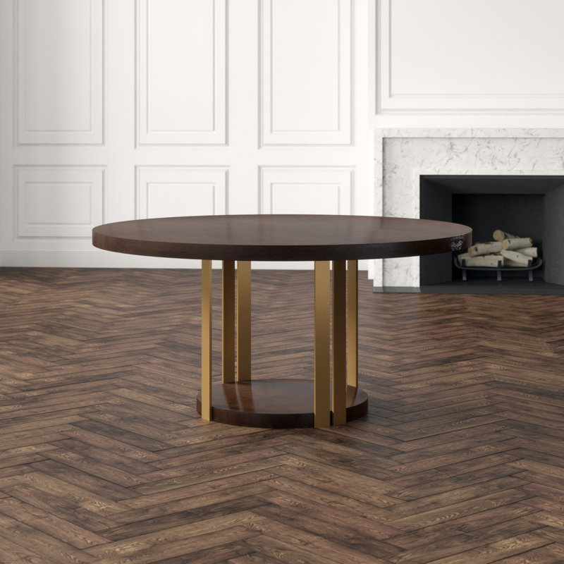 TA Studio No. 1 Round Dining Table, 30" H x 62.25" L x 62.25" W, Brushed Nickel, Anise