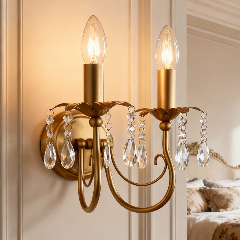 2- Lights Candle Wall Lights Crystal Candle Wall Sconces