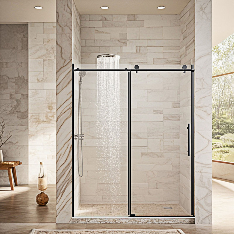 Porte de douche ronde sans cadre