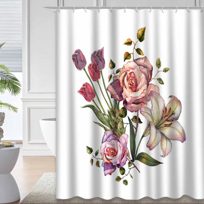 Watercolor Bouquet Lily Roses Flower Vintage Floral with 12 Hooks