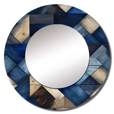 Blue Tiles Symmetry - Modern Round Mirror Wall Decor_MTMIR127052